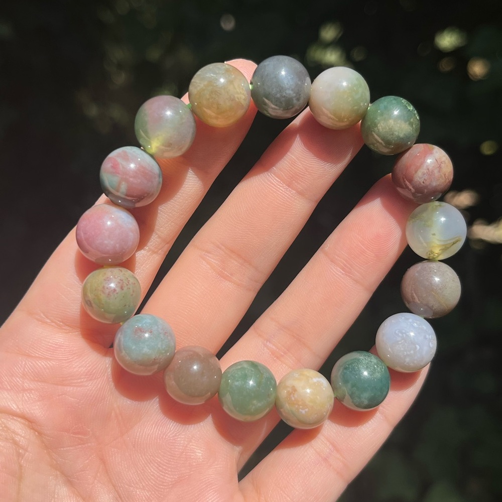 12mm stretchable colorful ocean jasper bracelet